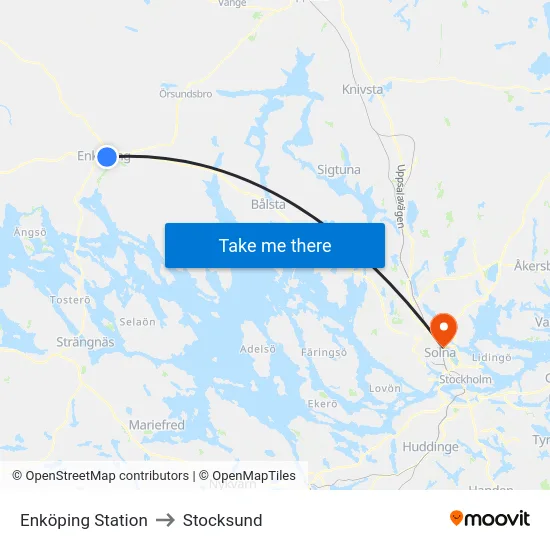 Enköping Station to Stocksund map