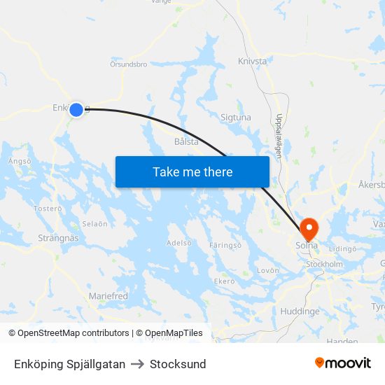 Enköping Spjällgatan to Stocksund map