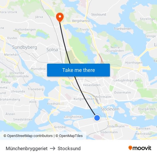 Münchenbryggeriet to Stocksund map