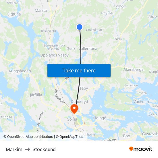 Markim to Stocksund map