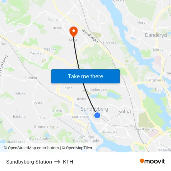 Sundbyberg Station to KTH map