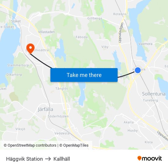 Häggvik Station to Kallhäll map