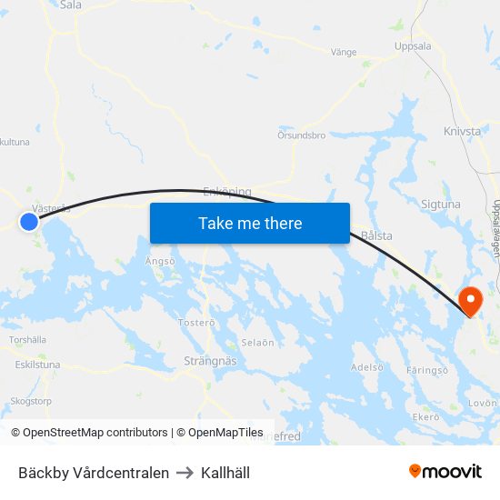 Bäckby Vårdcentralen to Kallhäll map