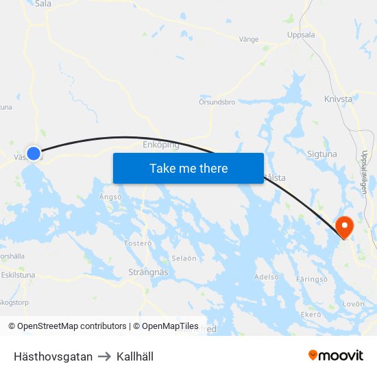 Hästhovsgatan to Kallhäll map