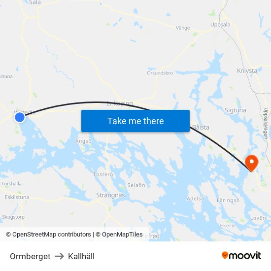 Ormberget to Kallhäll map