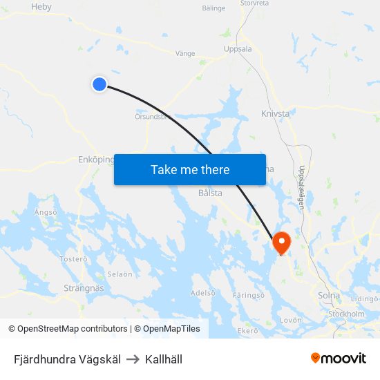 Fjärdhundra Vägskäl to Kallhäll map