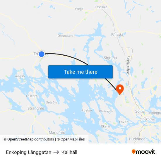 Enköping Långgatan to Kallhäll map