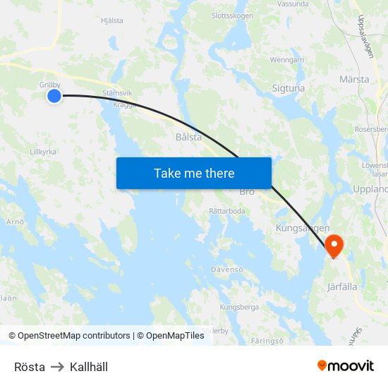 Rösta to Kallhäll map