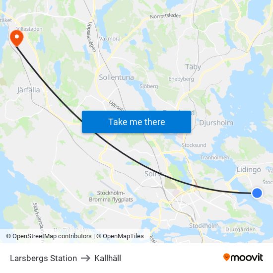 Larsbergs Station to Kallhäll map