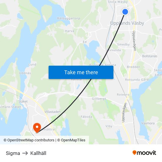 Sigma to Kallhäll map