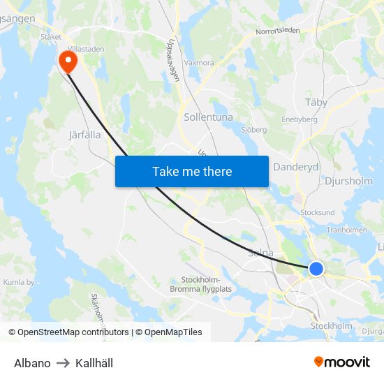 Albano to Kallhäll map