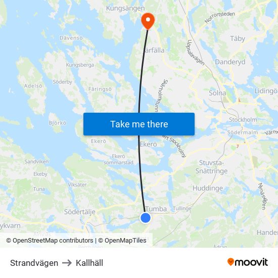 Strandvägen to Kallhäll map