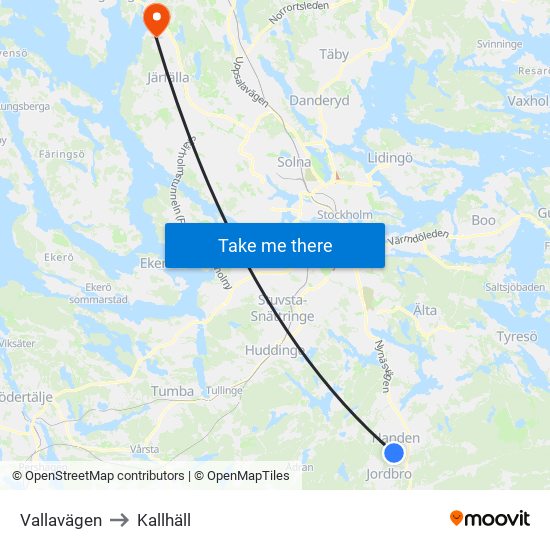 Vallavägen to Kallhäll map