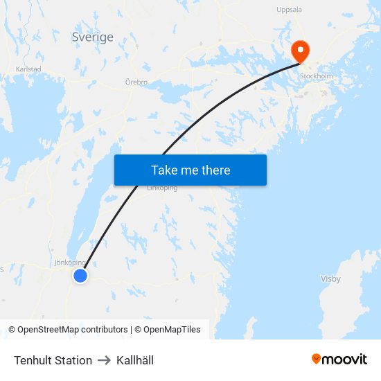 Tenhult Station to Kallhäll map