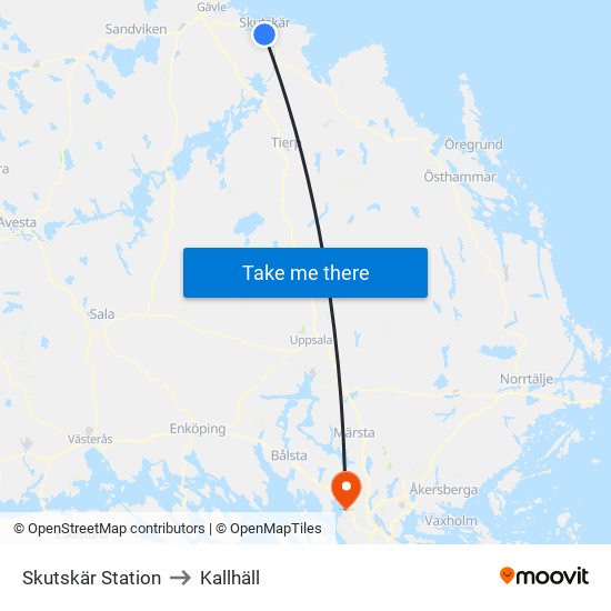 Skutskär Station to Kallhäll map