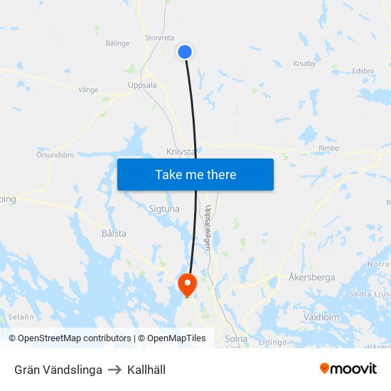 Grän Vändslinga to Kallhäll map