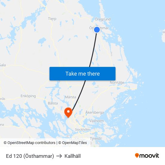 Ed 120 (Östhammar) to Kallhäll map