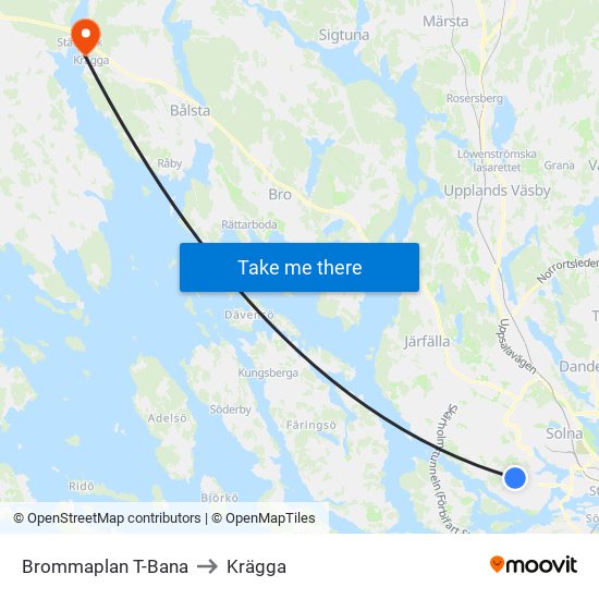 Brommaplan T-Bana to Krägga map
