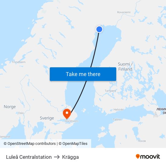 Luleå Centralstation to Krägga map