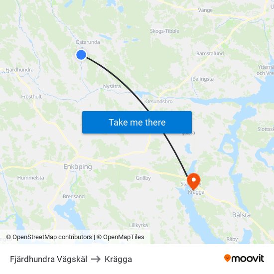 Fjärdhundra Vägskäl to Krägga map