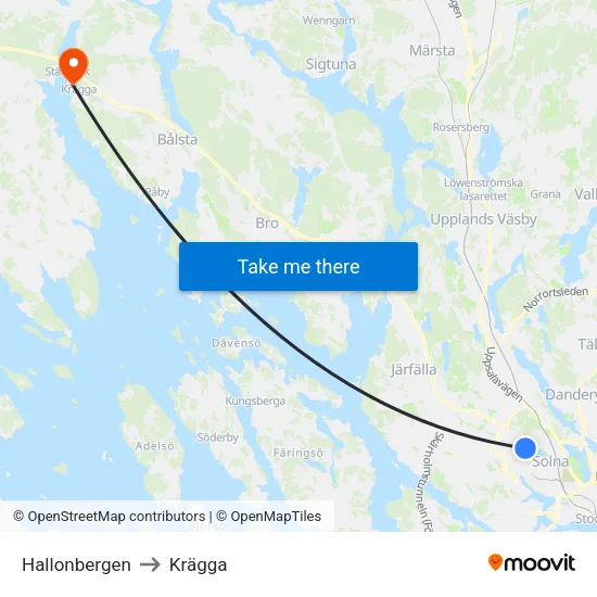 Hallonbergen to Krägga map