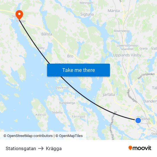 Stationsgatan to Krägga map