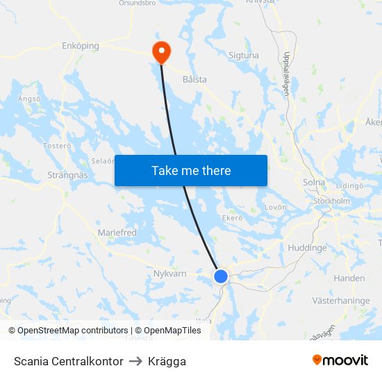 Scania Centralkontor to Krägga map