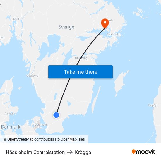 Hässleholm Centralstation to Krägga map