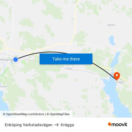 Enköping Verkstadsvägen to Krägga map