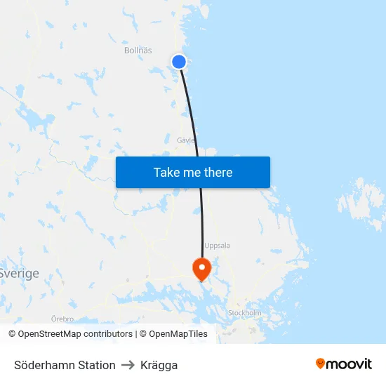 Söderhamn Station to Krägga map