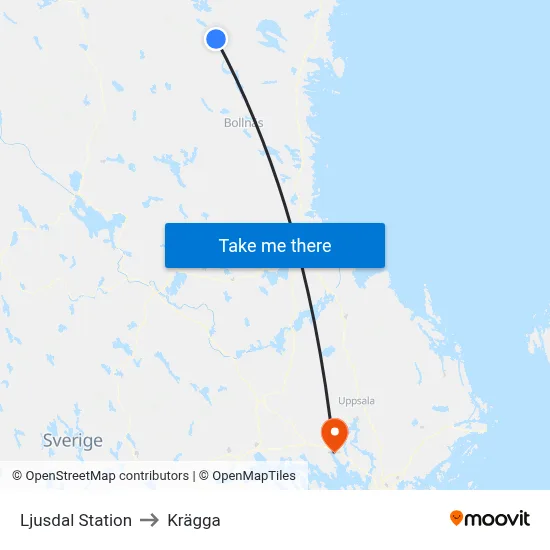 Ljusdal Station to Krägga map
