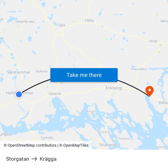 Storgatan to Krägga map