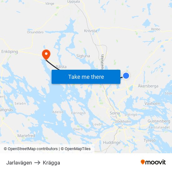 Jarlavägen to Krägga map