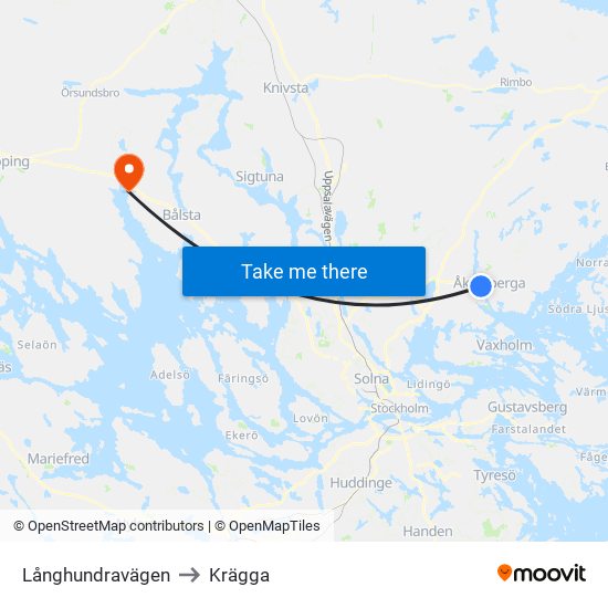 Långhundravägen to Krägga map