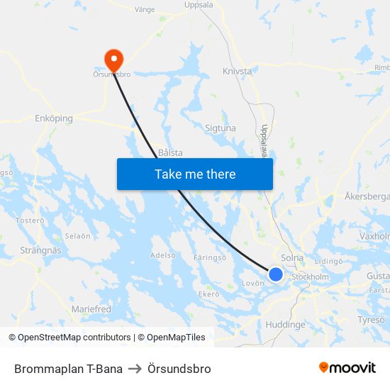 Brommaplan T-Bana to Örsundsbro map
