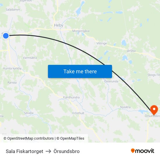 Sala Fiskartorget to Örsundsbro map