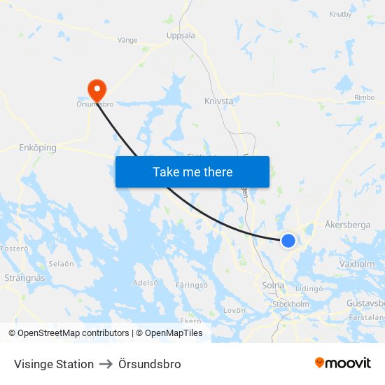 Visinge Station to Örsundsbro map