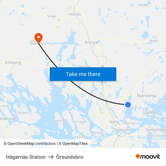 Hägernäs Station to Örsundsbro map