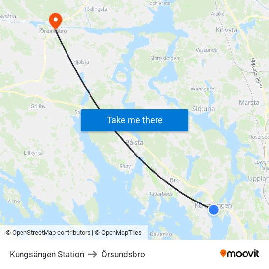 Kungsängen Station to Örsundsbro map