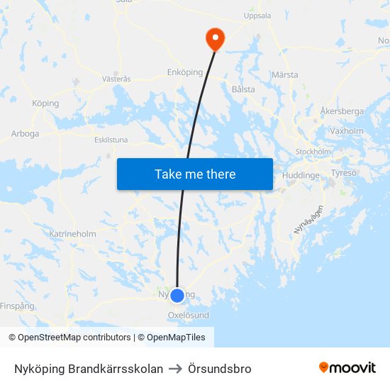 Nyköping Brandkärrsskolan to Örsundsbro map