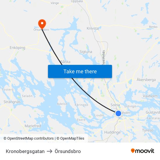 Kronobergsgatan to Örsundsbro map