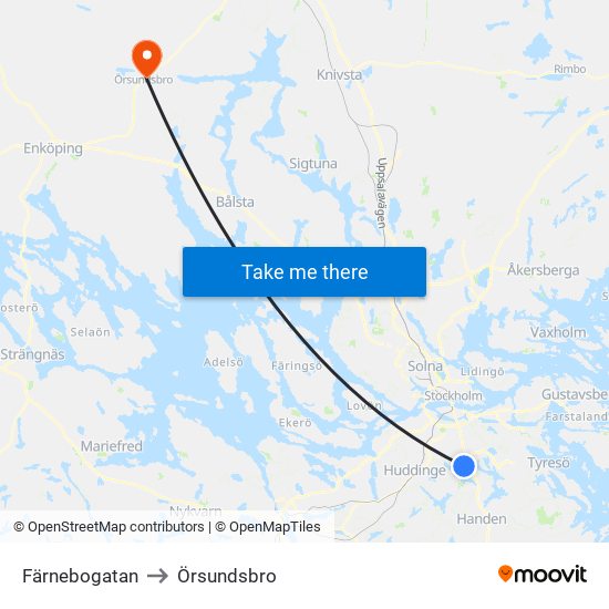 Färnebogatan to Örsundsbro map