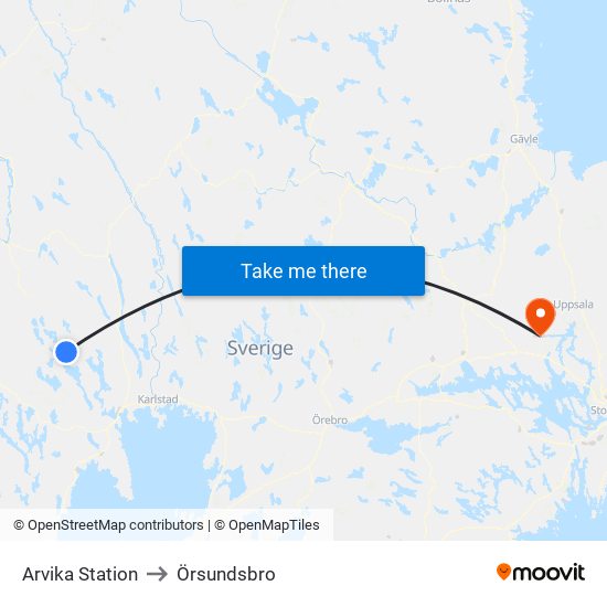 Arvika Station to Örsundsbro map