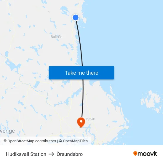 Hudiksvall Station to Örsundsbro map
