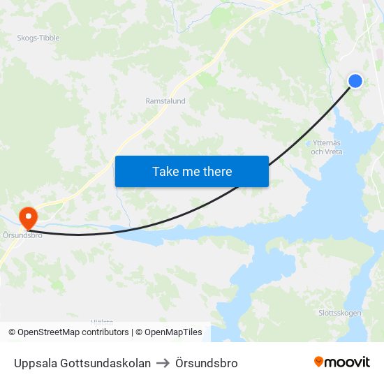 Uppsala Gottsundaskolan to Örsundsbro map