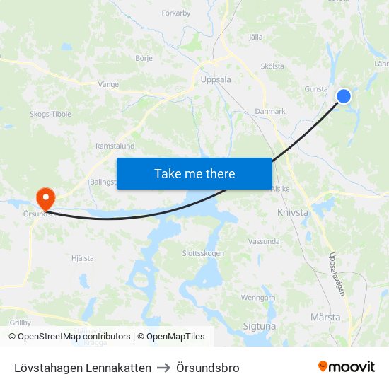 Lövstahagen Lennakatten to Örsundsbro map