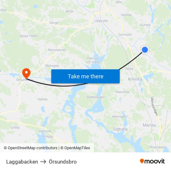 Laggabacken to Örsundsbro map