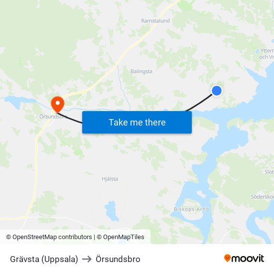 Grävsta (Uppsala) to Örsundsbro map