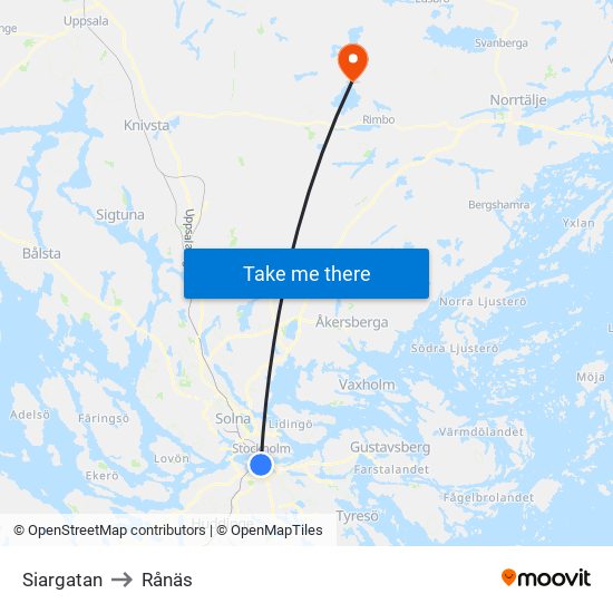 Siargatan to Rånäs map