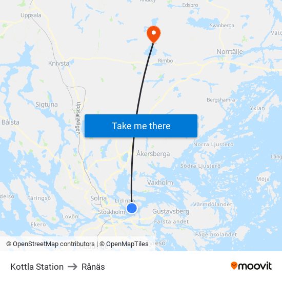 Kottla Station to Rånäs map